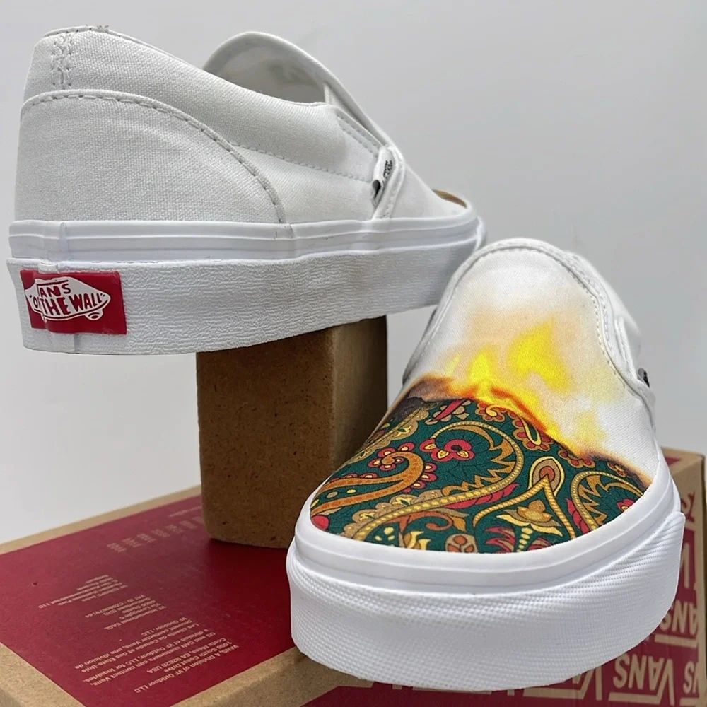 Vans Canvas Men’s Slip-On Shoes in Desert Vibes Oat Classic Slip-On (Big Reveal)
